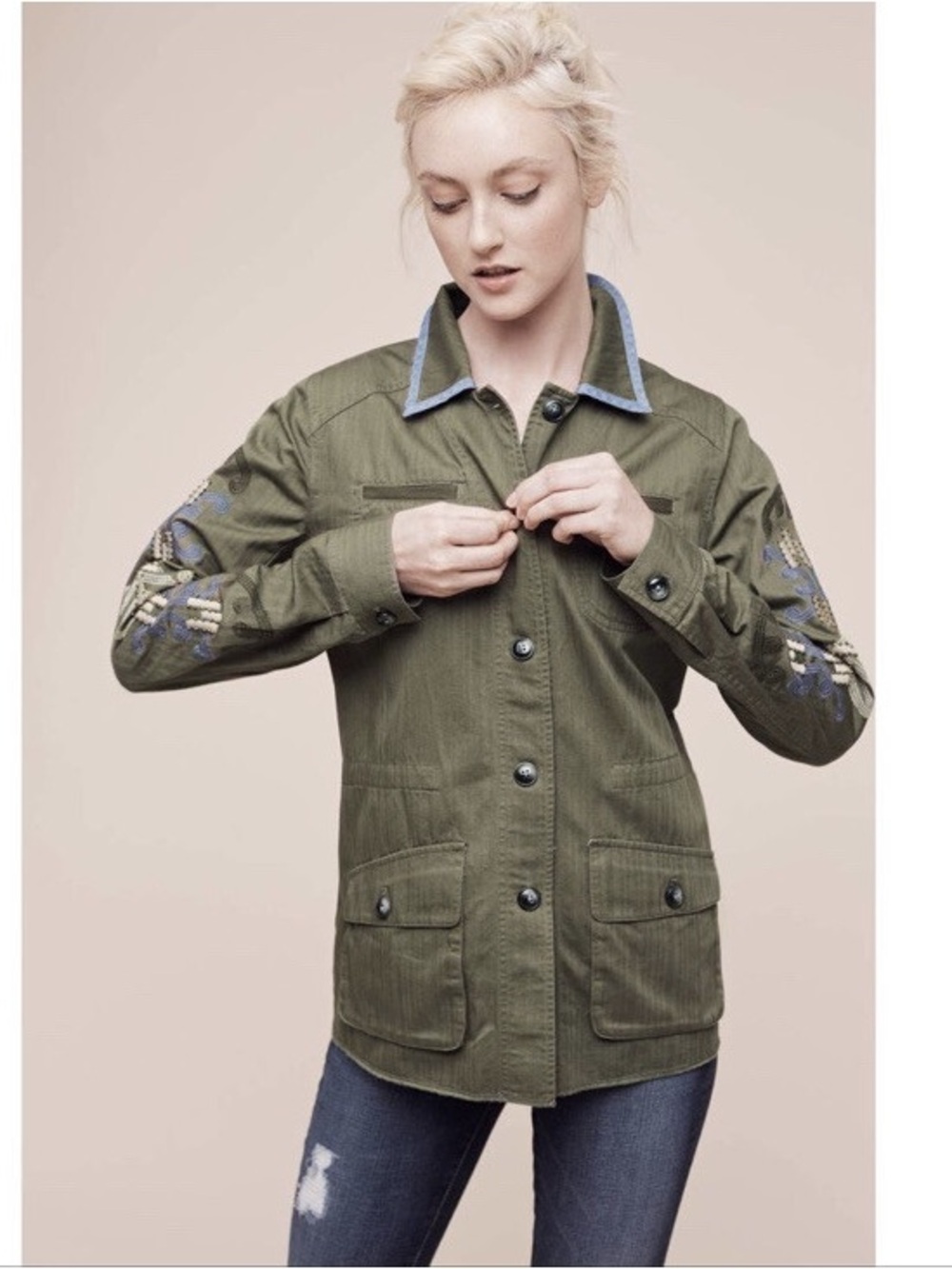 Anthropologie Hei Hei Adventurer Olive Army Green Utility Jacket XS